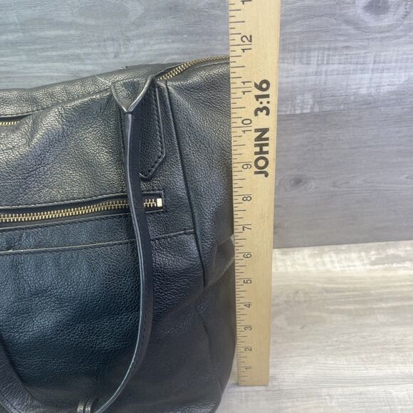 Fossil Fiona Black Zipper Pebbled Leather Tote Shoulder Bag Purse Key Charm - Picture 13 of 13